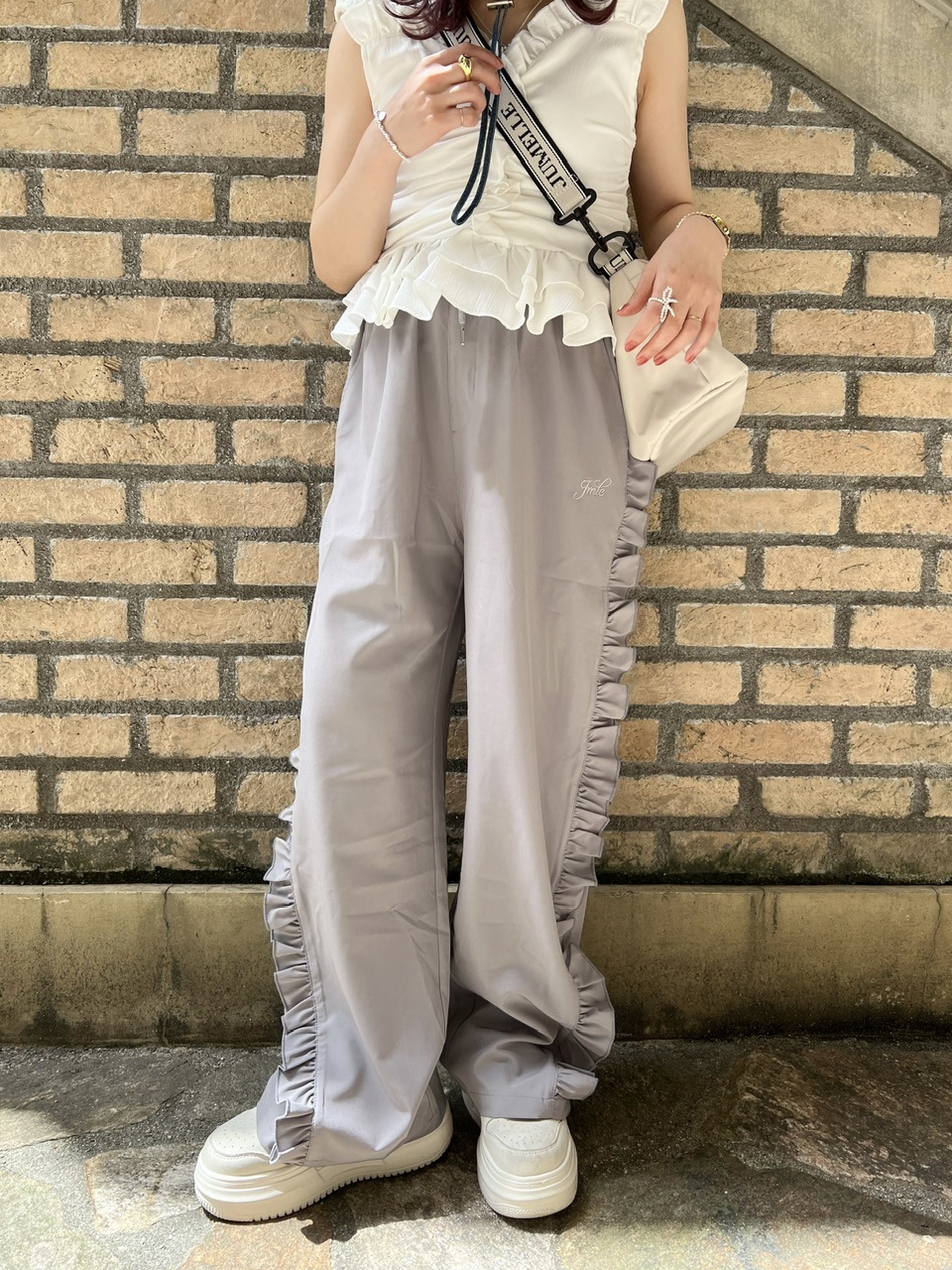 RhodolirioN (ロドリリオン) Frill Side Pants - Chambray