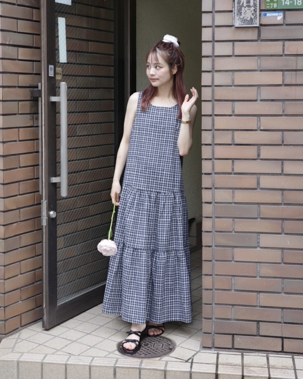 美品✨ヘイヘイ あのちゃん着用 ティアード チェック リボン