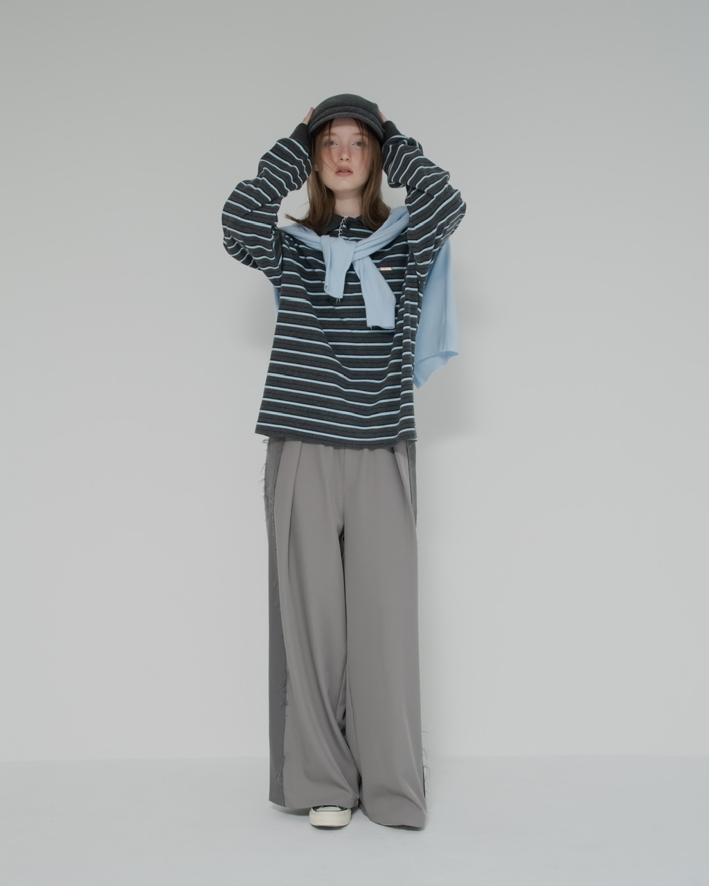 マルチボーダーポロトップ GRAY, NAVY ※NAVY残りわずか | CUTSEW/SWEAT