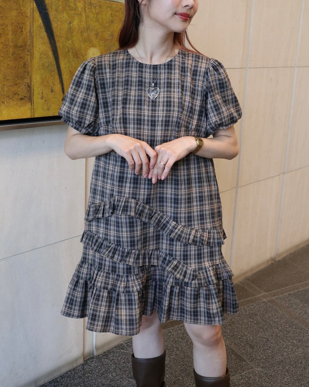 Bonpoint チェック柄デュセス/ 半袖ワンピース6a card_large6.jpg