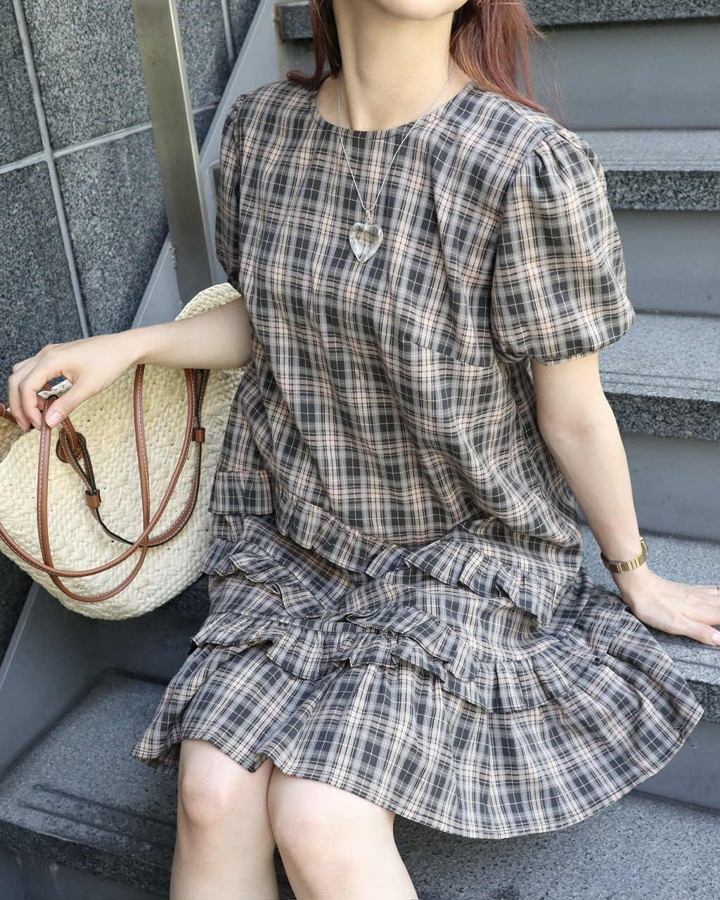 チェック柄 半袖ワンピース 半袖チェックワンピース | ALL | JUMELLE