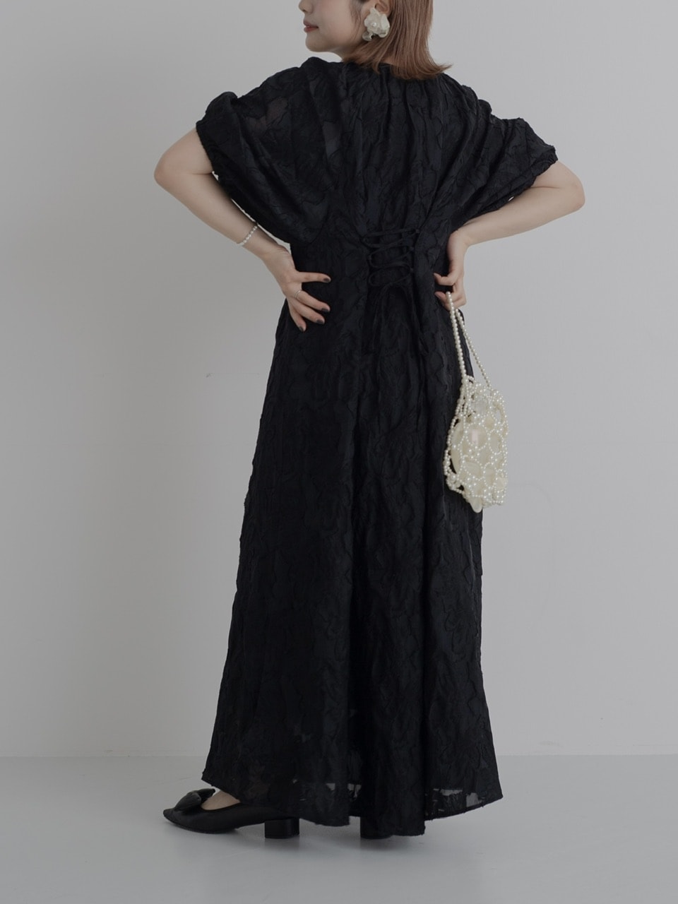予約販売/8月上旬】jacquard dress ブラック | ワンピース