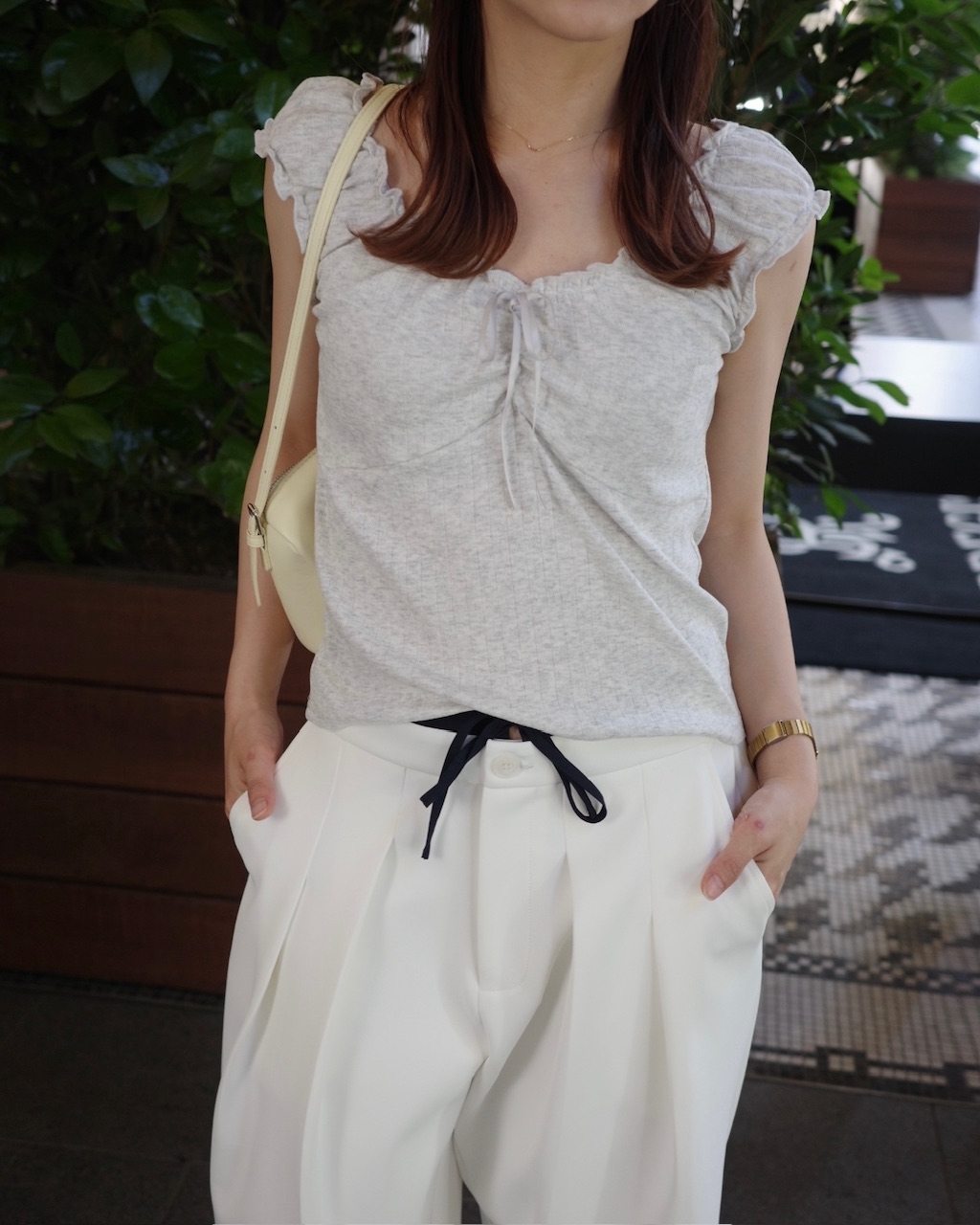 6月3日(水)19時発売]フリルギャザータンクトップ #2カラー | 【new in