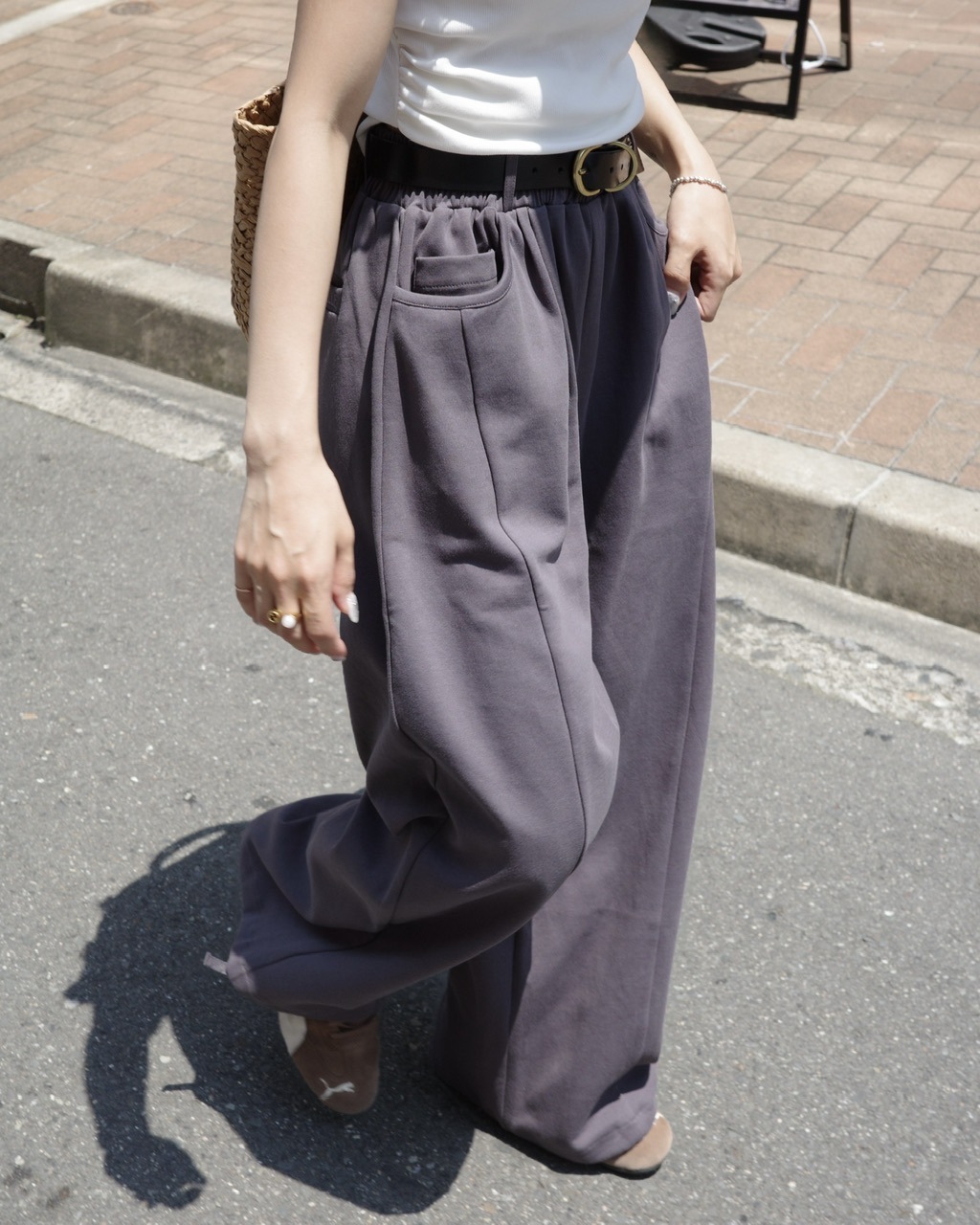 バレルレッグスウェットパンツ #IVORY M / CHARCOAL Sサイズ | PANTS