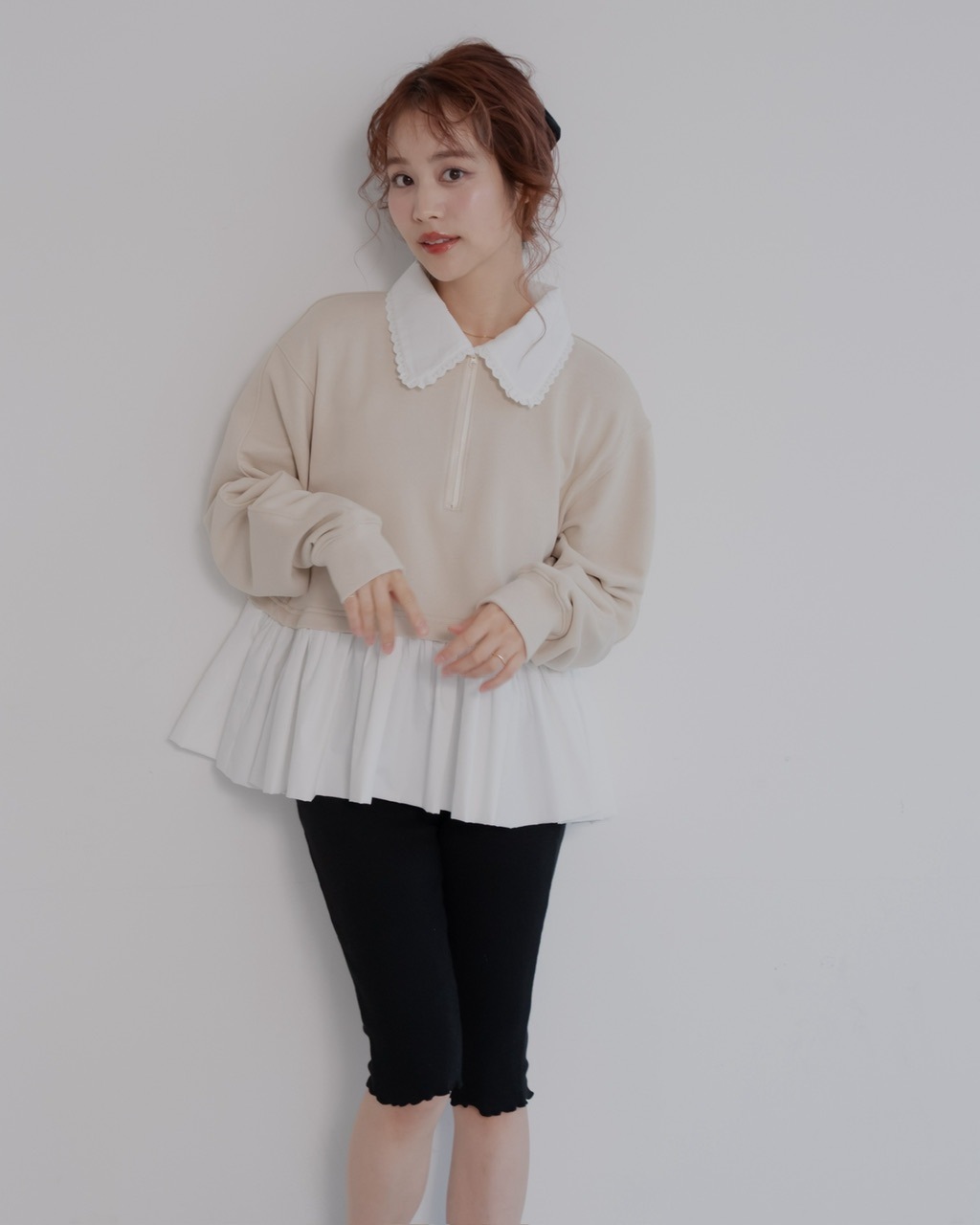 zip collar peplum sweat #2カラー | トップス | JUMELLE