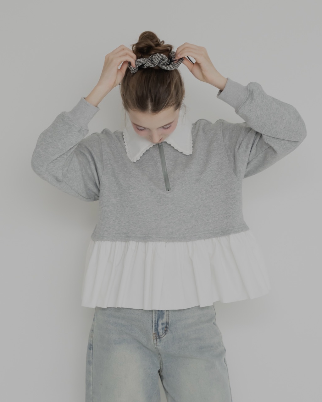 zip collar peplum sweat グレー | トップス | JUMELLE