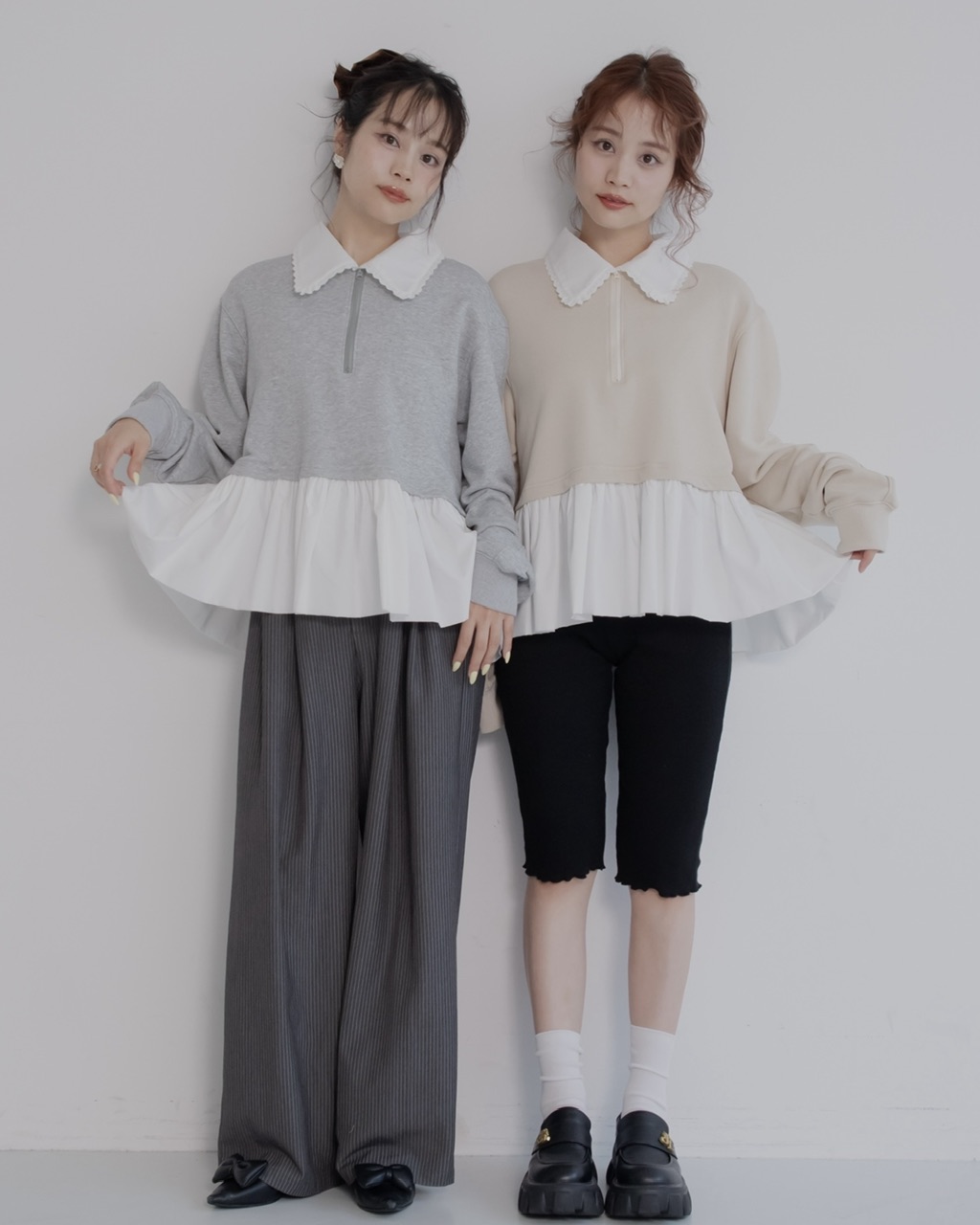 zip collar peplum sweat グレー | トップス | JUMELLE