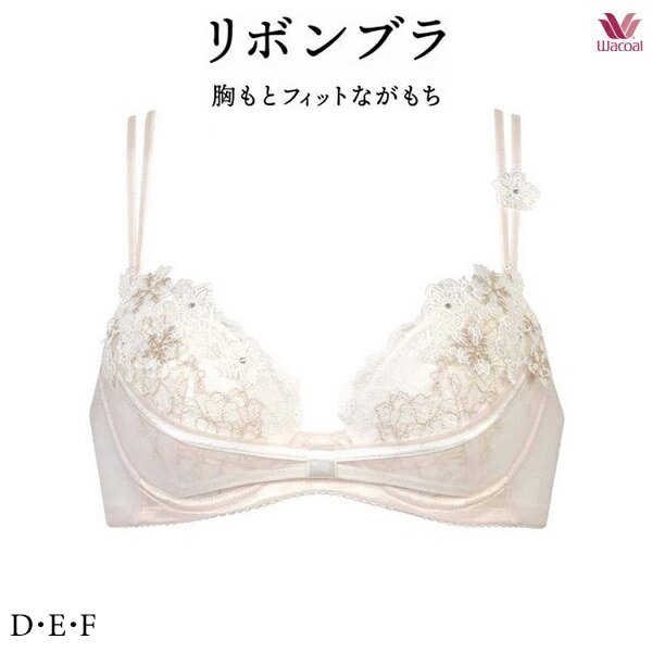 ワコール nanakoななこコラボ ブラジャー リボンブラ 胸もとフィットながもち ブラジャー BXD409 3/4カップワイヤー D・E・Fカップ