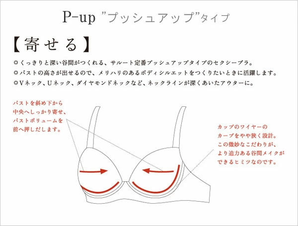 ワコール サルート 28G ブラジャー BTJ428 3/4カップワイヤー P-upタイプ Gカップ
