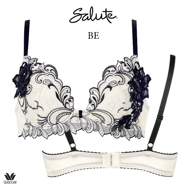 ワコール サルート ブラジャー＆ショーツセット F65 Mサイズ 白黒