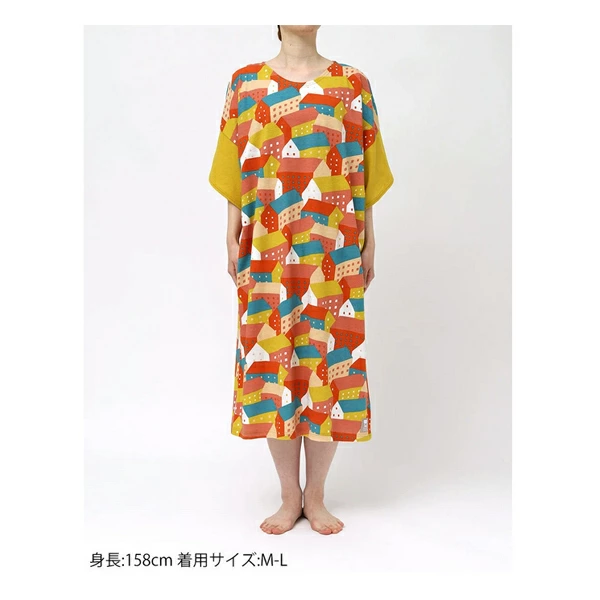 ワコール ルームウェア SOU・SOU ワンピース RNT214 M-L 綿100％ 6分袖 [接触冷感性]