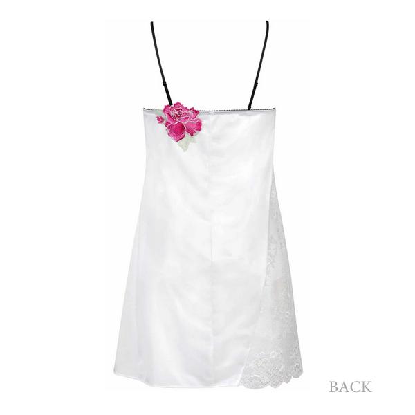 ワコール　サルート　STJ214 ホワイト刺繍スリップ スワロフスキー ワコールサルートSTJ214 ホワイト刺繍スリップ スワロフスキー