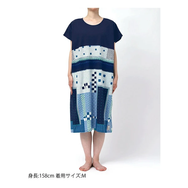 ワコール ルームウェア SOU・SOU ワンピース RNT110 M-L 綿100％ 3分袖 [接触冷感性]