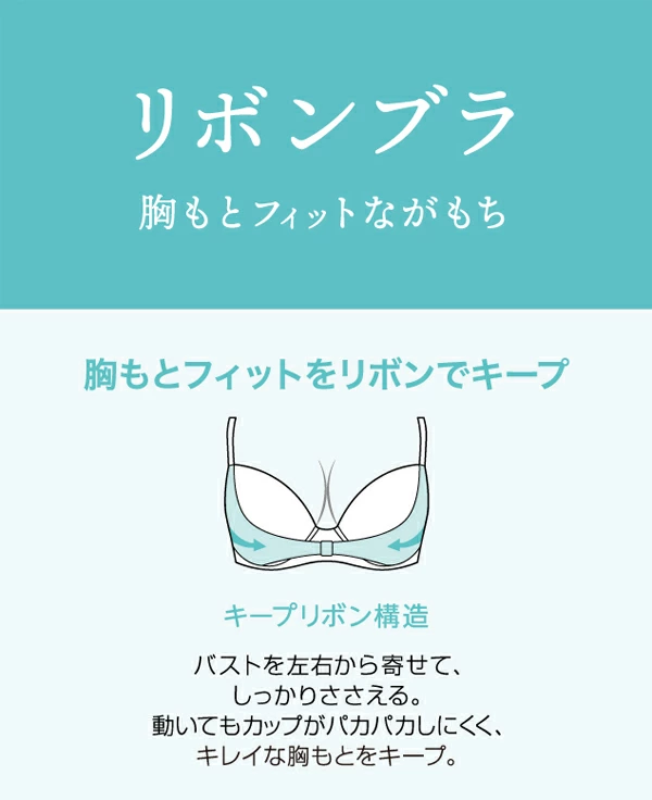 ワコール nanakoななこコラボ ブラジャー リボンブラ 胸もとフィットながもち ブラジャー BXD409 3/4カップワイヤー D・E・Fカップ