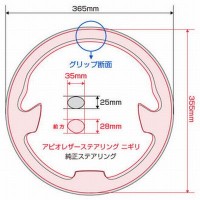 アピオ レザースポーツステアリングホイール 「ニギリ」 フルアルカンターラ グレーステッチ ジムニーJB23・JB43用|ジムニー用GTパーツ