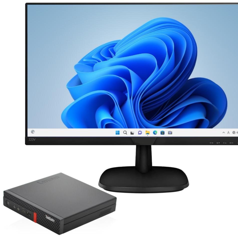 【液晶セット】【超小型デスク】【21.5インチ液晶 PHILIPS 223V7Q】【Windows11 64bit】【Core i5-8400T】【メモリー8GB】【SSD256GB（M.2-NVMe）+HDD500GB】【21.5インチ液晶】【デスクトップパソコン】【中古】lenovo ThinkCentre M720q （1242325）