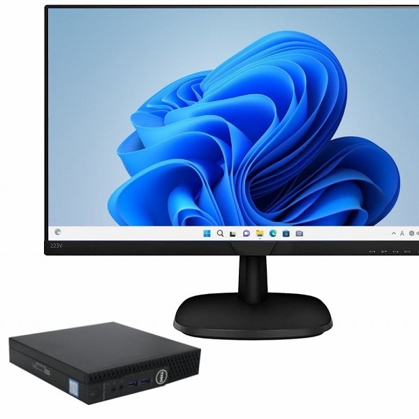 【液晶セット】【超小型デスク】【21.5インチ液晶 PHILIPS 223V7Q】【Windows11 64bit】【Core i3-9100T】【メモリー8GB】【SSD256GB（M.2-NVMe）+HDD500GB】【21.5インチ液晶】【デスクトップパソコン】【中古】DELL OPTIPLEX 3070 Micro （1233905）