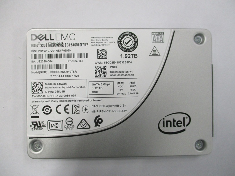 【中古】【動作確認済】Intel Dell SSD SSDSC2KG019T8R 1.92TB 2.5inch 6Gb/s SATA  (1921436)