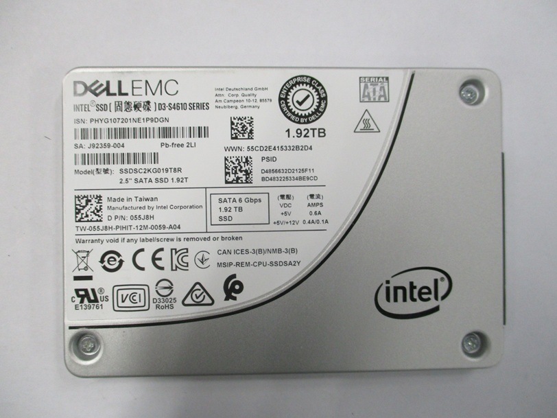 中古】【動作確認済】Intel Dell SSD SSDSC2KG019T8R 1.92TB 2.5inch