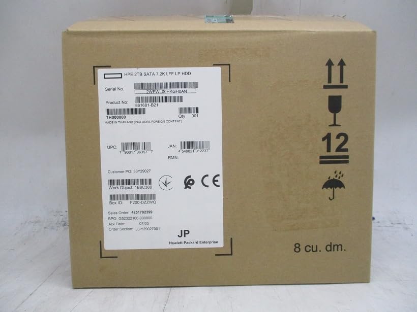 【極上中古】【2TB SATA HDD】HPE 2TB 7.2krpm LP 3.5型 6G SATA DS  HDD (861681-B21)  (9000006)
