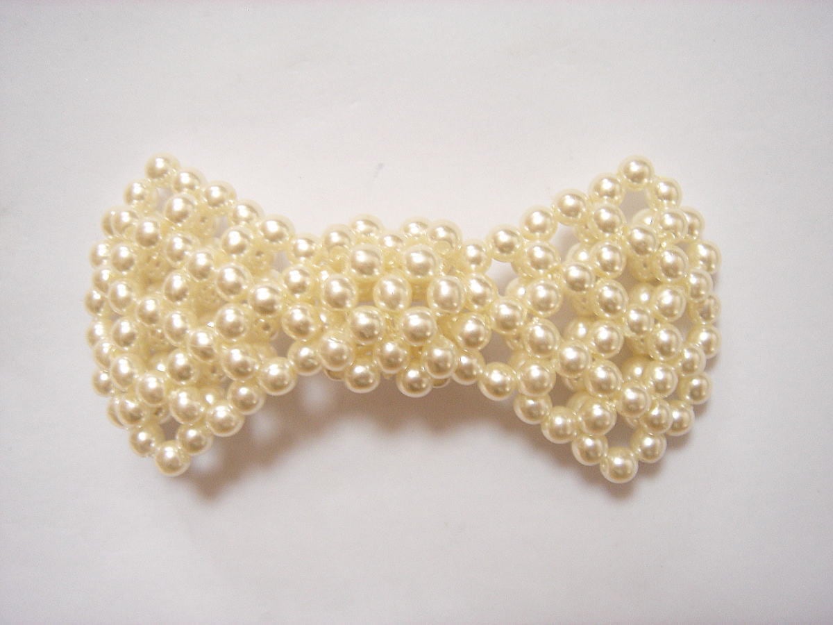 パールで編んだリボン ribon-X | 新着（New arrival） | | ビーズ