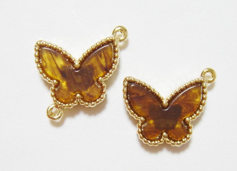 アクセサリーパーツ タイガーアイの蝶 パピヨン チャーム コネクター