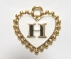 ビーズパーツ イニシャルチャーム ハート ini-heart-h|ハート|イニシャル（全文字）