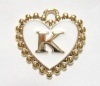 ビーズパーツ イニシャルチャーム ハート ini-heart-k|ハート|イニシャル（全文字）