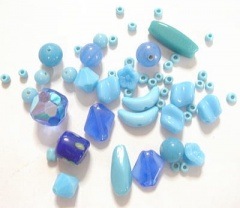 ヴィンテージビーズ　カラフル　トリコロールカラーミックス　小粒 アクリルビーズ アンティークゴールド カラーミックス 100g(約90ヶ