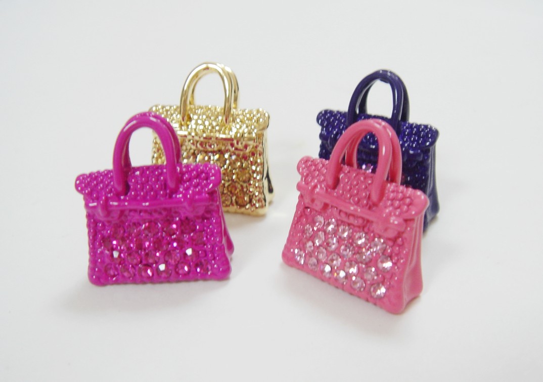 ラインストーンチャーム キュートなミニチュアバッグ stn-bag-bk