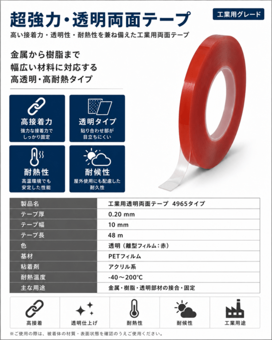 TESA(テサ) 超強力 透明両面テープ ♯4965 10mm幅×48m巻 | Craft