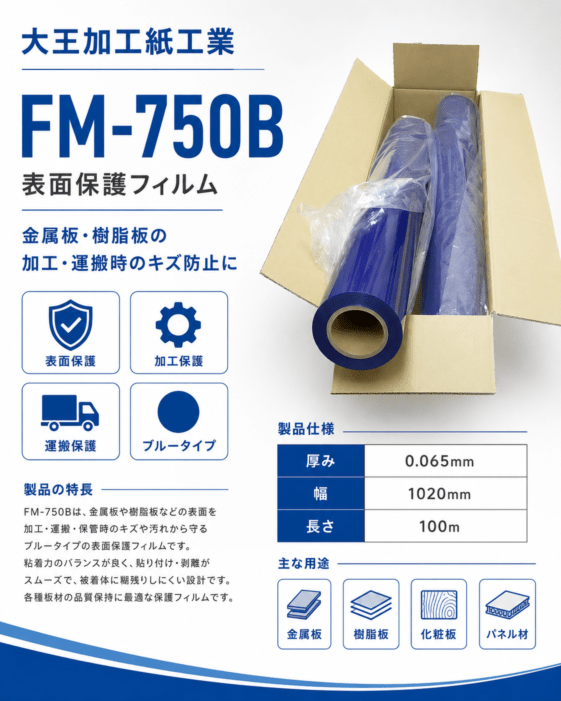 大王加工紙工業 マスキングフィルムFM 表面保護フィルム FM-750 ブルー