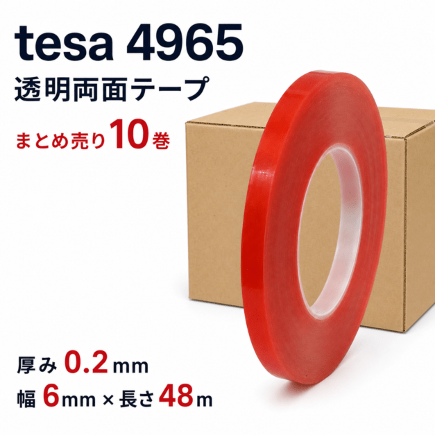 TESA(テサ)　超強力　透明両面テープ　♯4965　厚み0.2mm×6mm幅×48m巻き　10巻セット