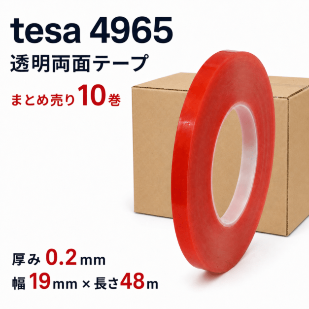 TESA(テサ)　超強力　透明両面テープ　♯4965　厚み0.2mm×19mm幅×48m巻き　10巻セット