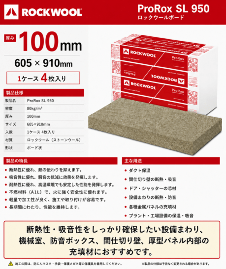 Pro Rock SL950 ロックウール80K　100ｔ　605W×910L　1ケース4枚入り