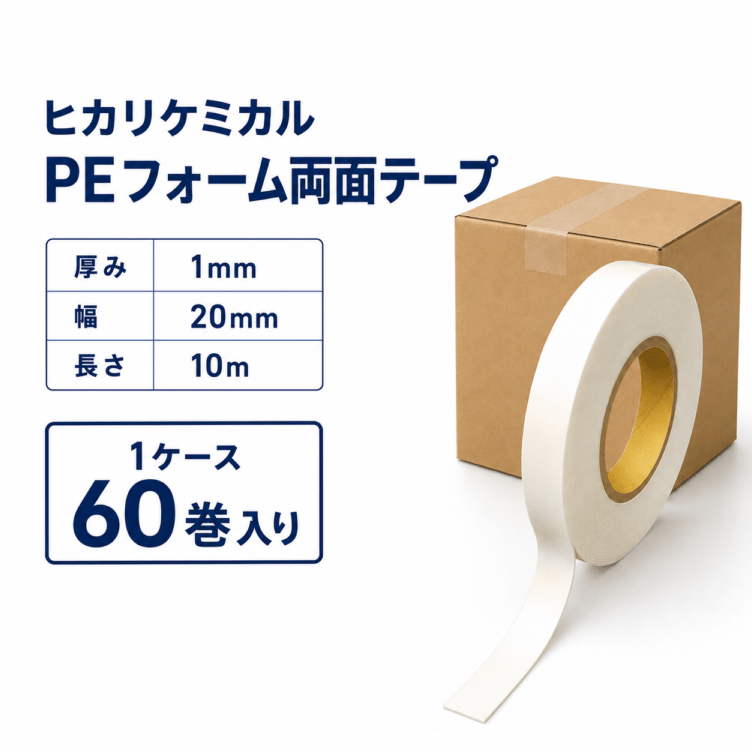 ヒカリケミカル 3110 PEフォーム発泡両面テープ  1t×20mm×10m 1ケース60巻入り