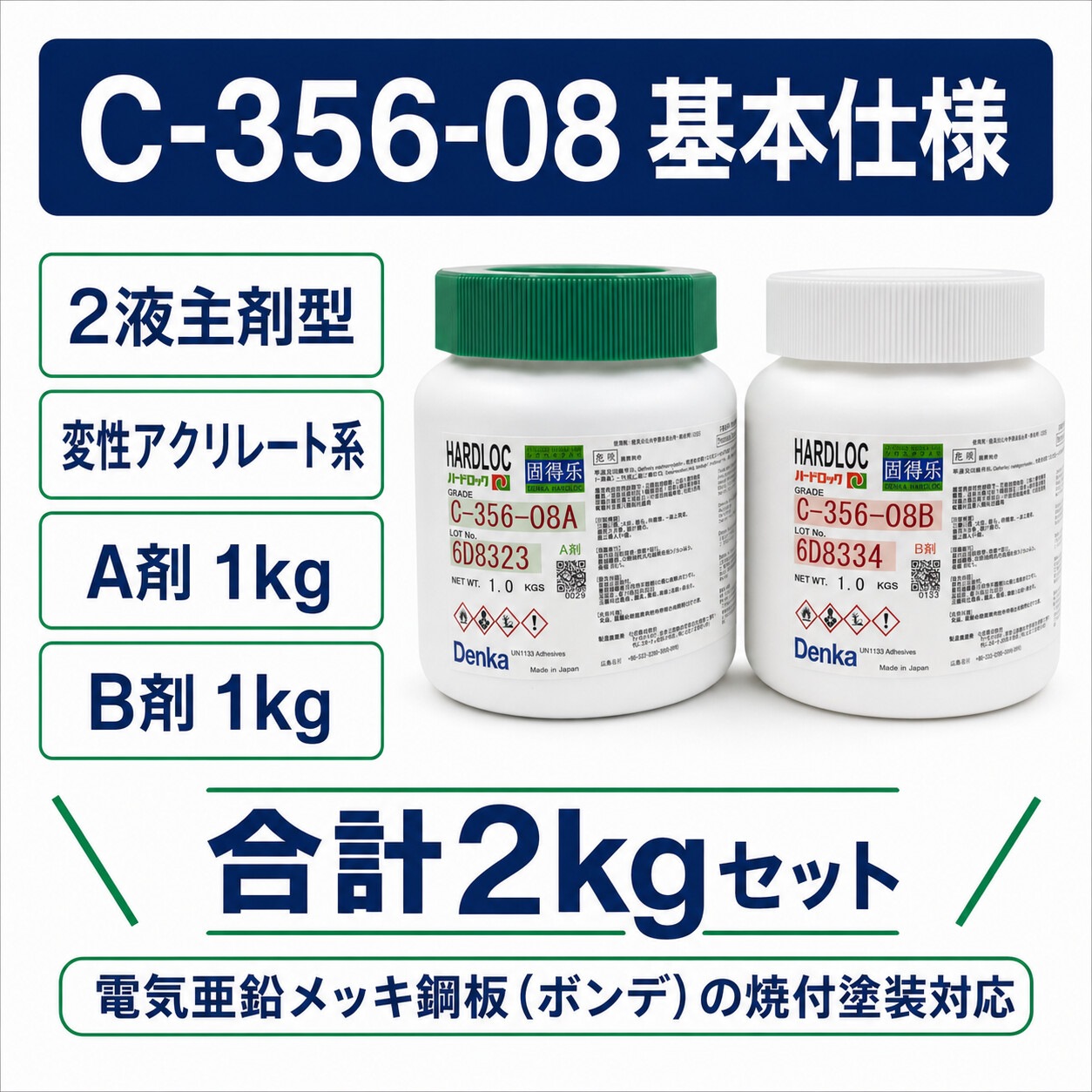 デンカ　ハードロック　C-356-08　2kgセット　(A剤1kg、B剤1kg)