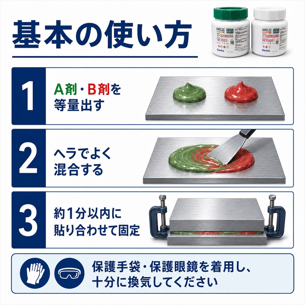 デンカ　ハードロック　C-320K-03　2kgセット(A剤1kg、B剤1kg)