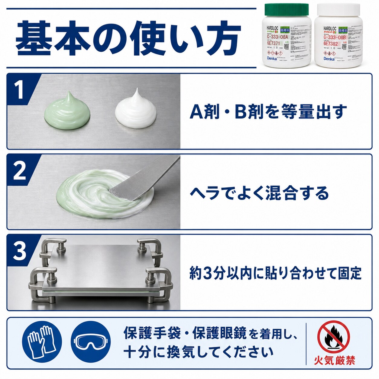 デンカ　ハードロック　C-333-08　2kgセット　(A剤1kg、B剤1kg)