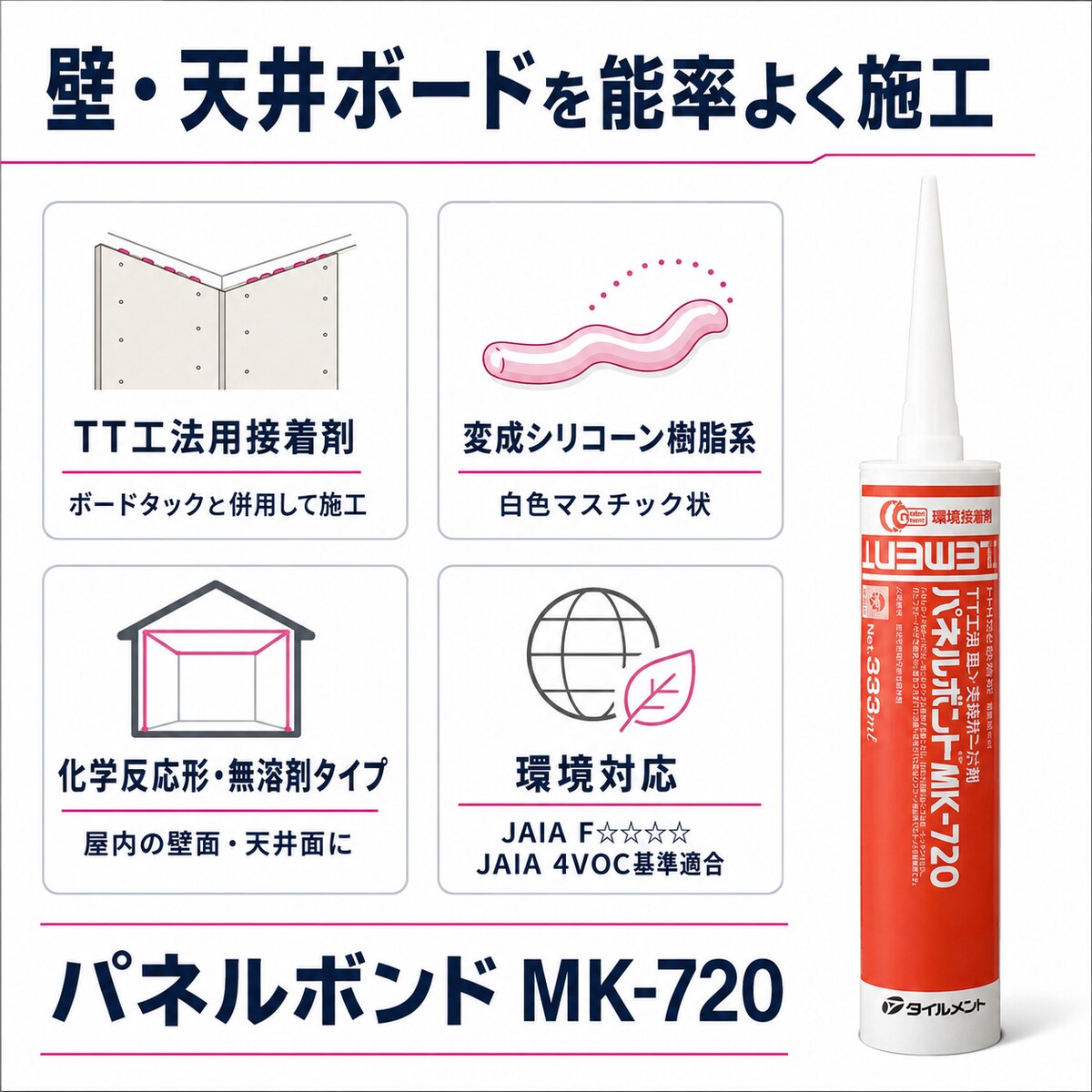 タイルメント パネルボンド MK-720 333ml 1ケース10本入り 内装パネル用接着剤