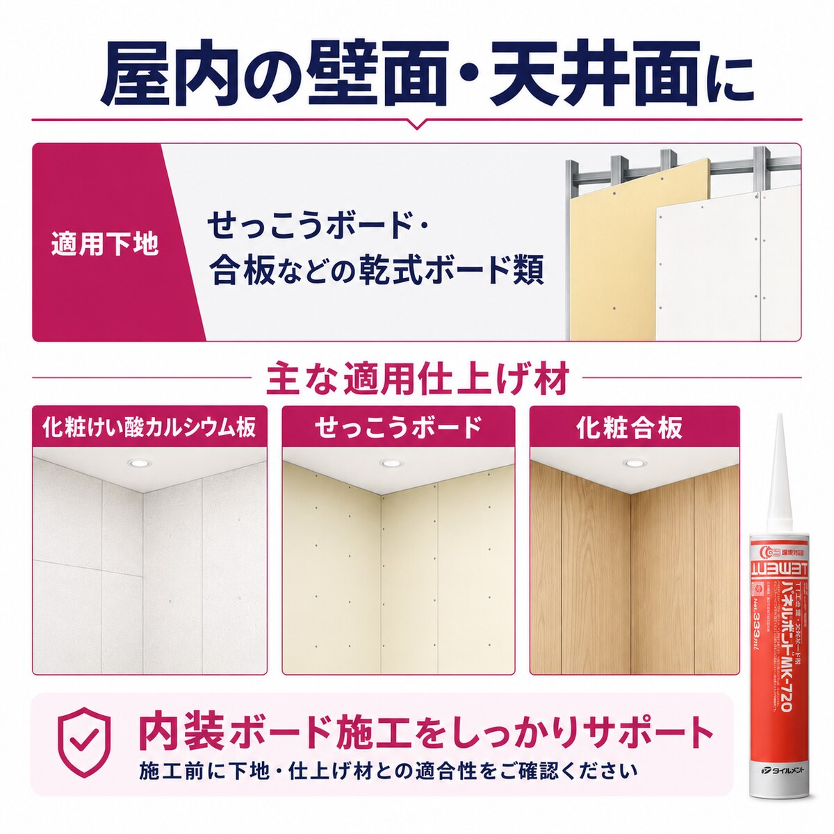 タイルメント パネルボンド MK-720 333ml 1ケース10本入り 内装パネル用接着剤