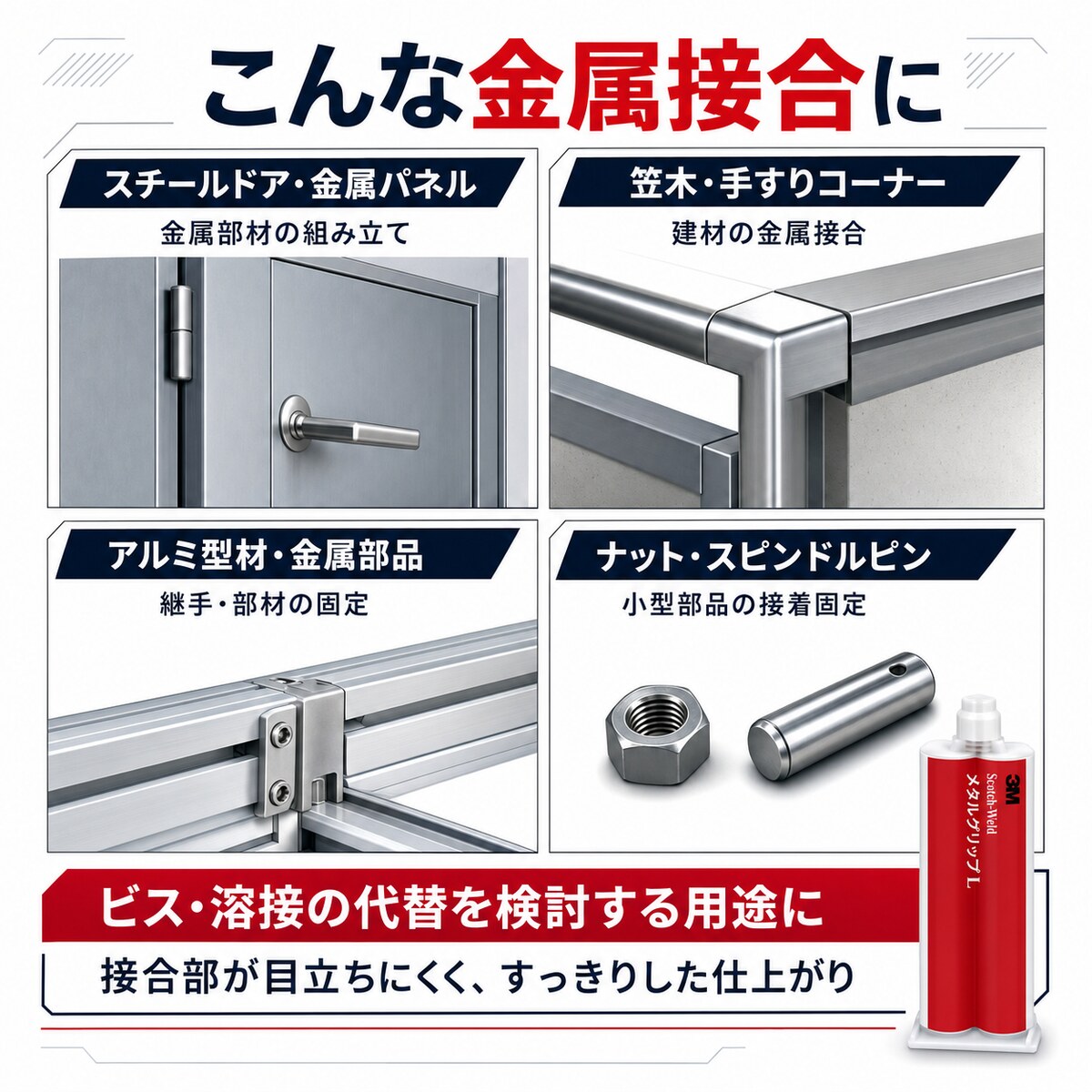 3M メタルグリップL 50ml 接着剤 金属接着用 2液混合型 工業用接着剤 1ケース12本入り
