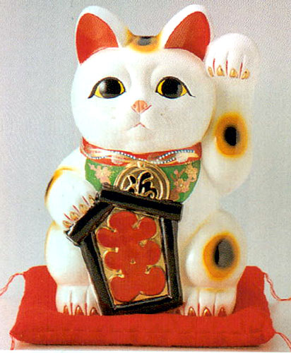 雑貨)白大入猫13号（座布団付）40cm(G-2731) | 置物・小物