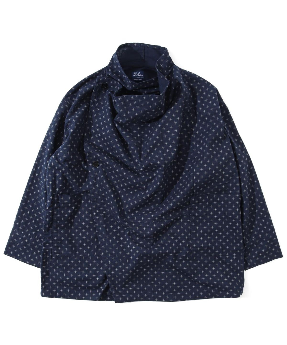 Kasuri Jyumonji Drape Coat by LELAX / かすり十文字 ドレープコート by LELAX