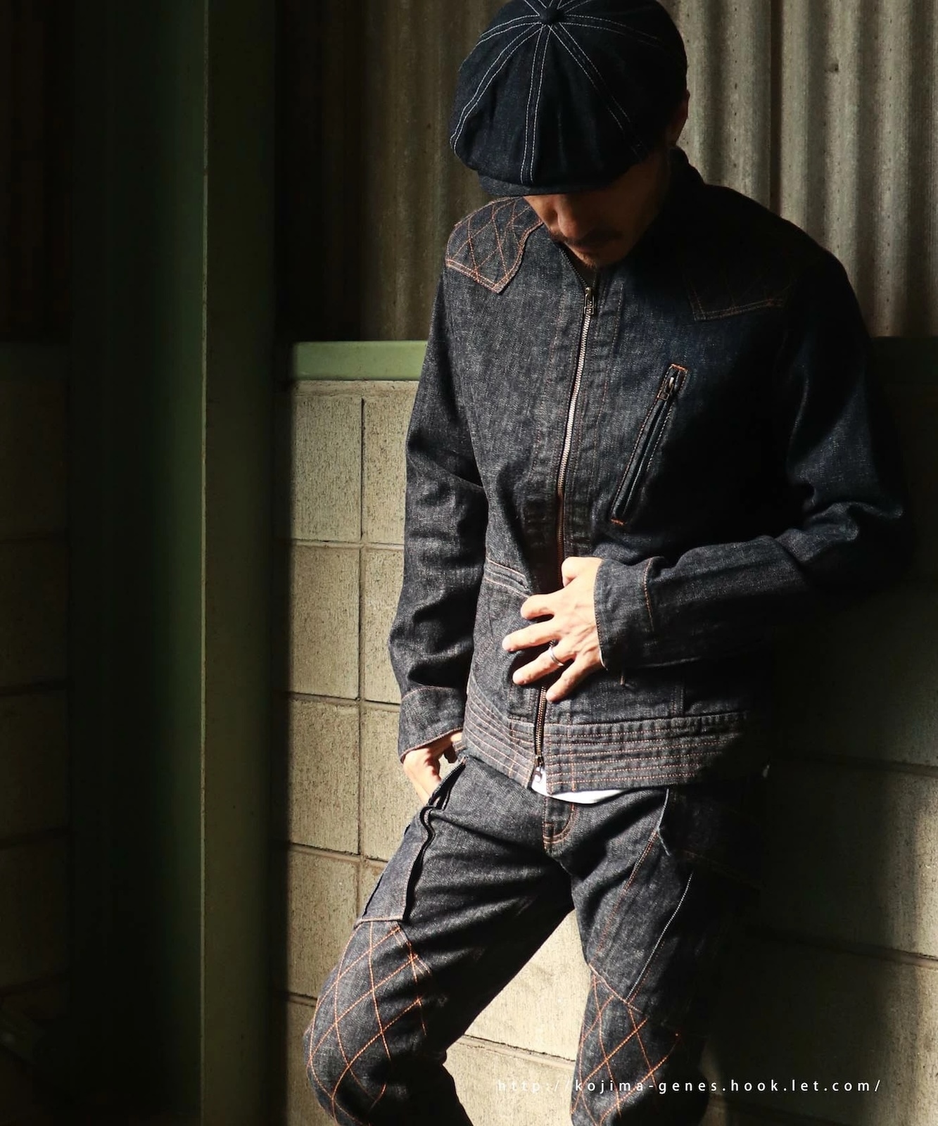 児島ジーンズ　シングルライダースジャケット 13oz Denim Stretch Single Riders Jacket / 13oz デニム