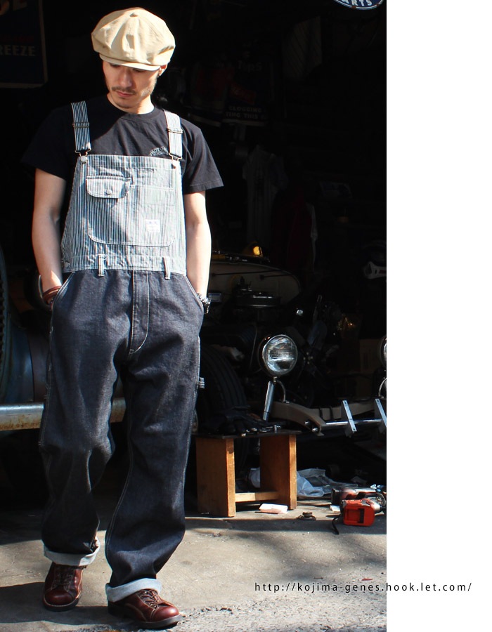 児島デニム　オーバーオール　ヒッコリー denim combo hickory overall / デニムコンボヒッコリー