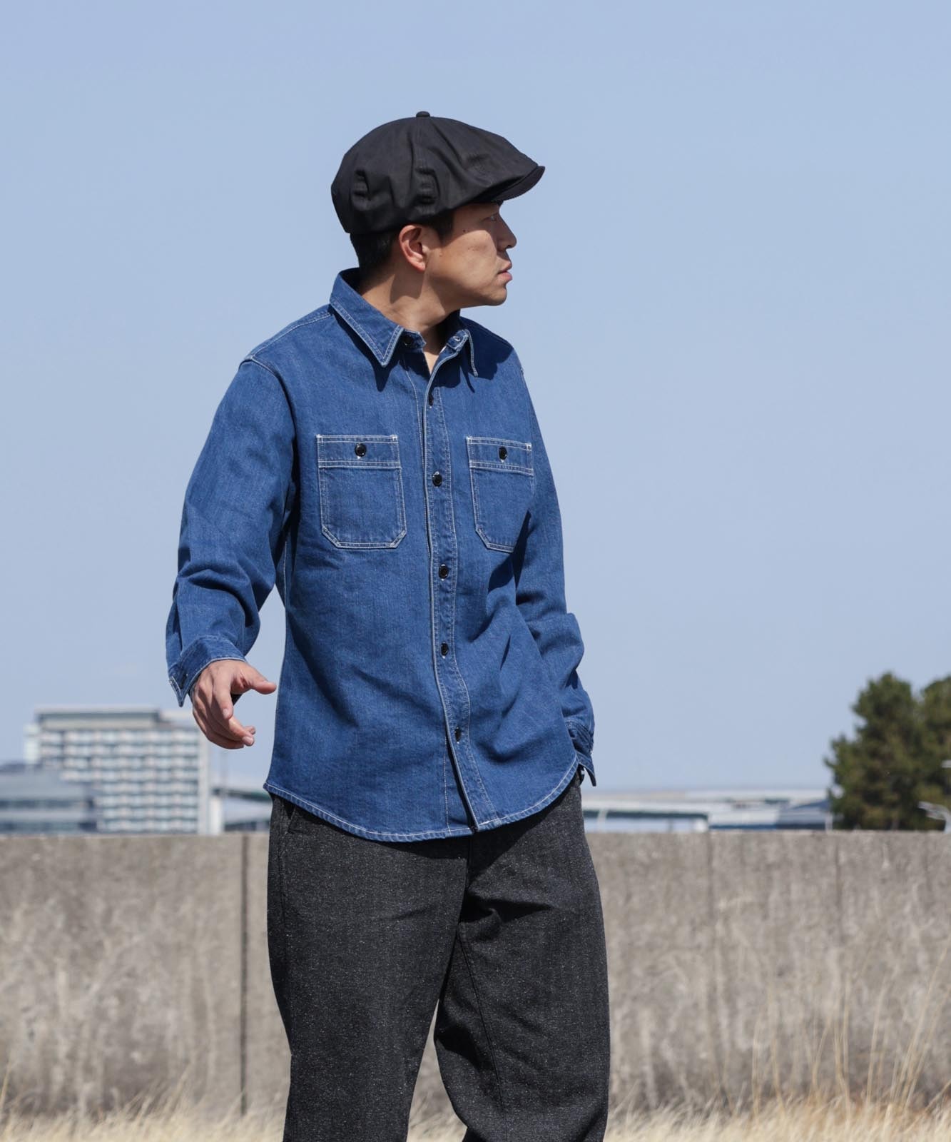 12oz Selvedge Denim Work Shirt Used Well by KGR / 12oz セルビッチ デニムワークシャツ ユーズドウェル by KGR