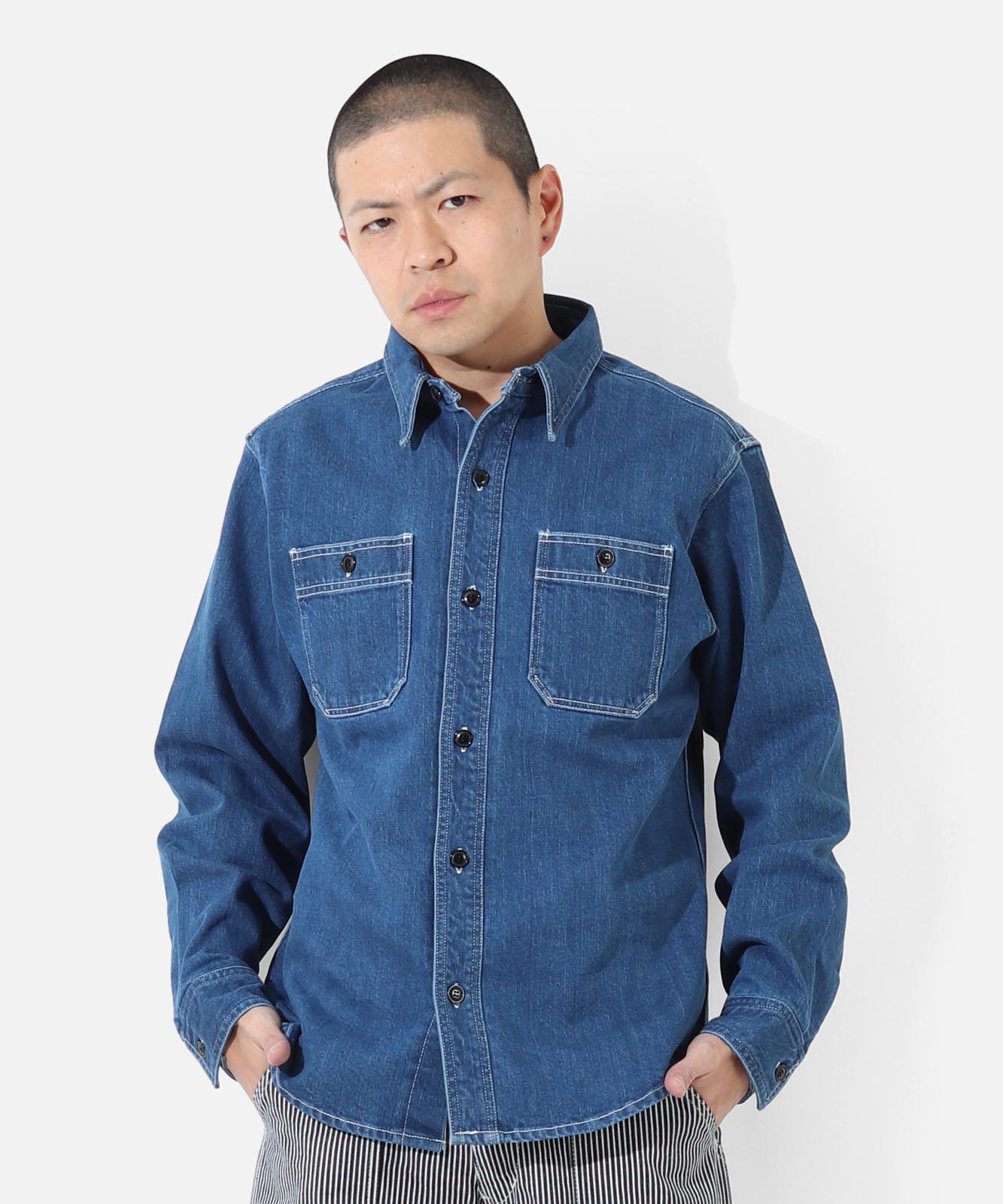 12oz Selvedge Denim Work Shirt Used Well by KGR / 12oz セルビッチ