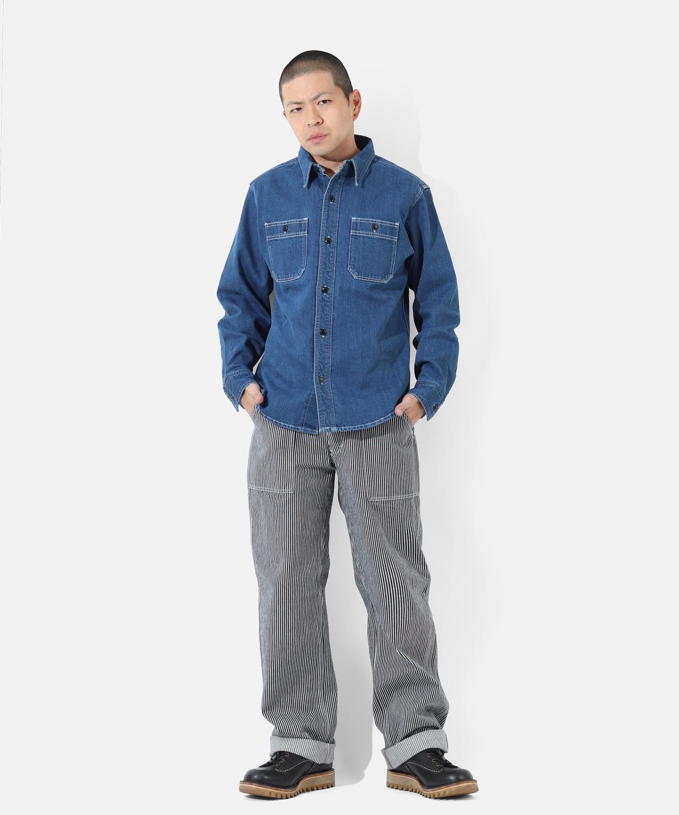 12oz Selvedge Denim Work Shirt Used Well by KGR / 12oz セルビッチ