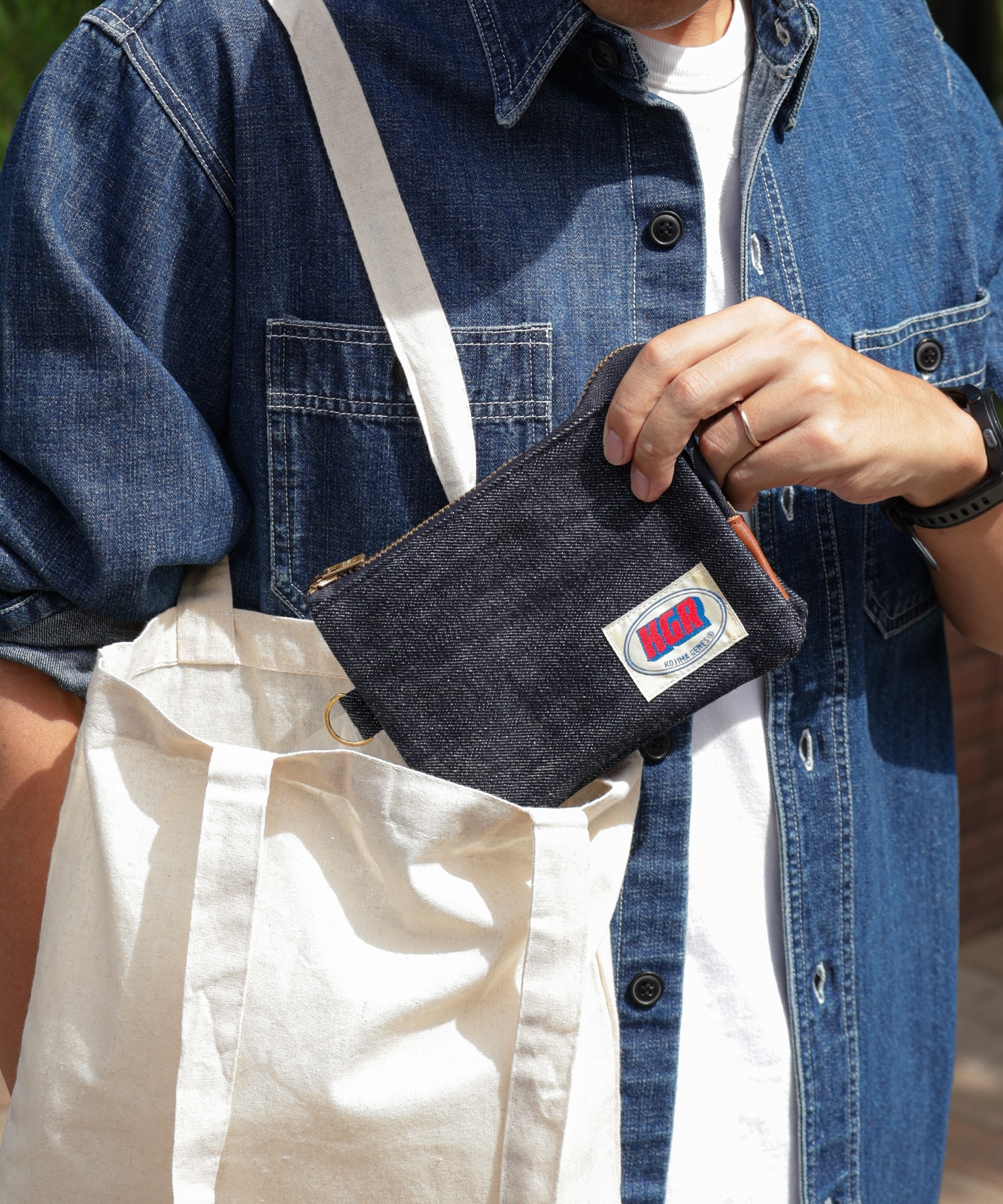 Selvedge Denim Pouch L Size by KGR / セルビッチデニムポーチ L